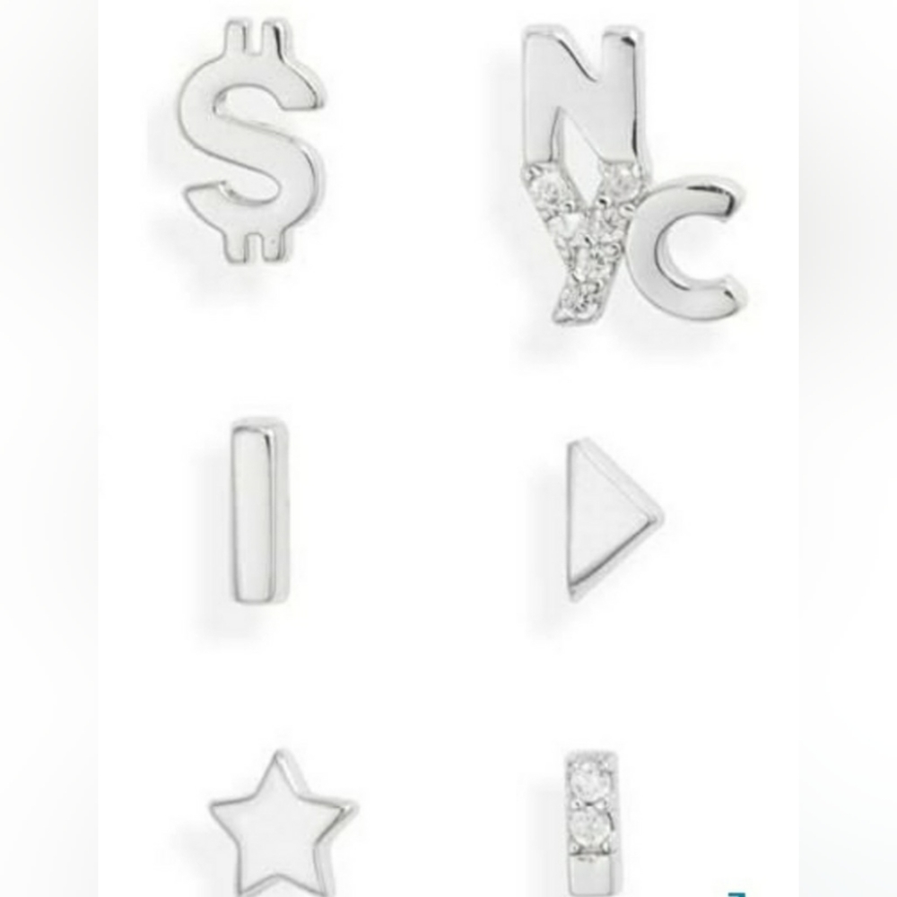 NORDSTROM 6 PIECE ASSORTED NYC CZ PETITE STUD EARRINGS.